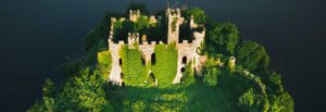 Aerial view of Castle Island Lough Key
