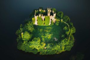 Aerial of Castle Island Lough Key