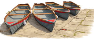 Rowing Boats Lough Key colour illustration