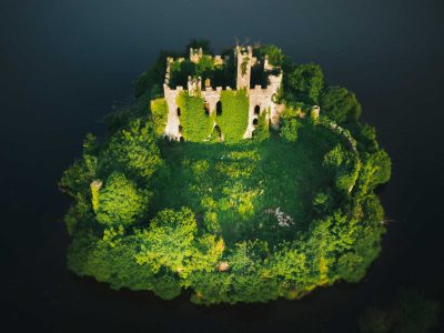 Aerial of Castle Island Lough Key