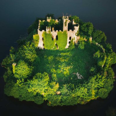 Aerial of Castle Island Lough Key