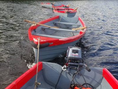 Rowing boats on water Lough Key boats