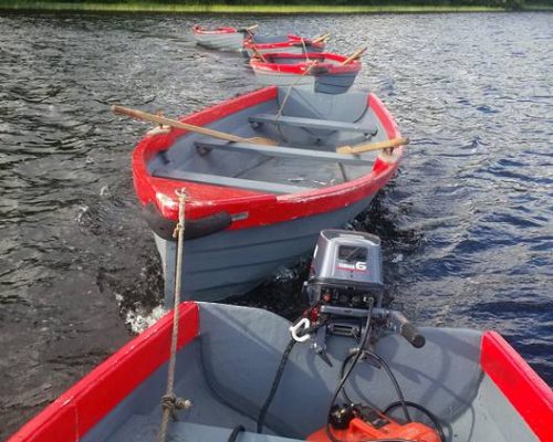 Rowing boats on water Lough Key boats